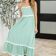 Ripple Effect Spaghetti Strap Dress in Sage-Womens-Ave Shops-[option4]-[option5]-[option6]-[option7]-[option8]-Shop-Boutique-Clothing-for-Women-Online