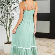 Ripple Effect Spaghetti Strap Dress in Sage-Womens-Ave Shops-[option4]-[option5]-[option6]-[option7]-[option8]-Shop-Boutique-Clothing-for-Women-Online