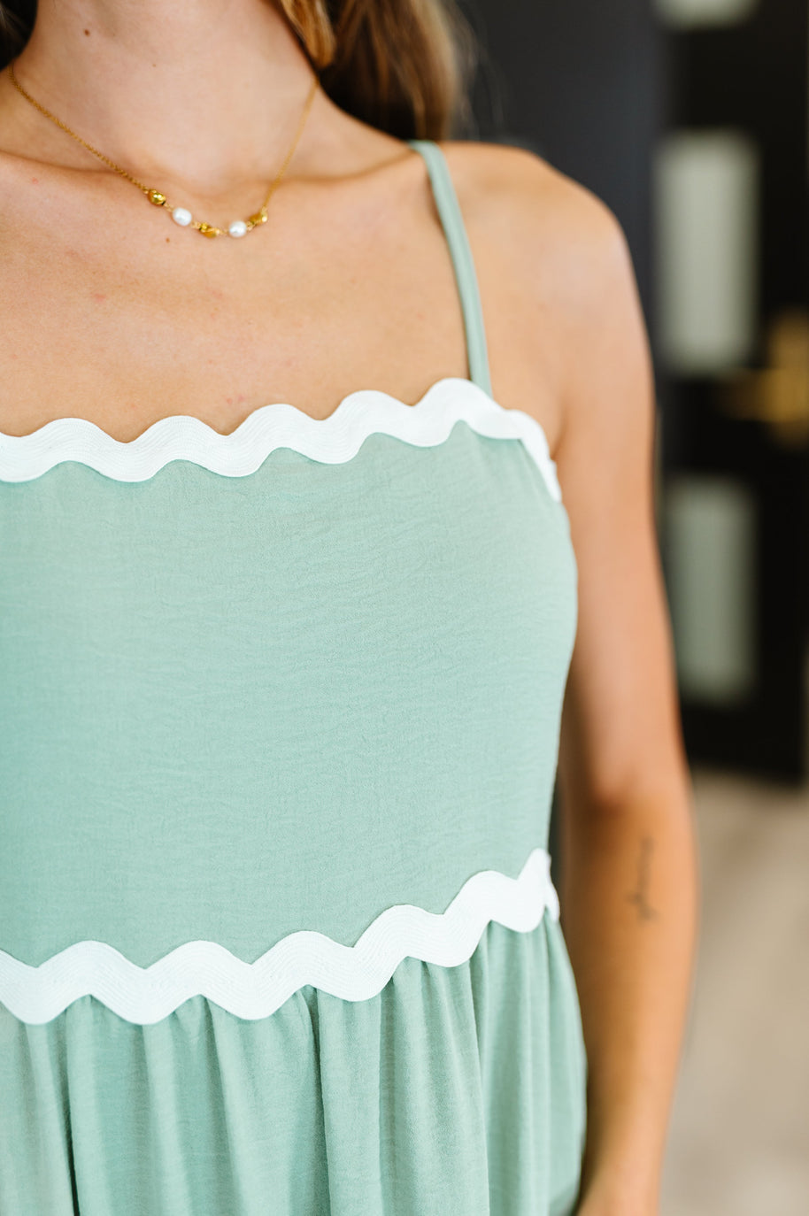 Ripple Effect Spaghetti Strap Dress in Sage-Womens-Ave Shops-[option4]-[option5]-[option6]-[option7]-[option8]-Shop-Boutique-Clothing-for-Women-Online