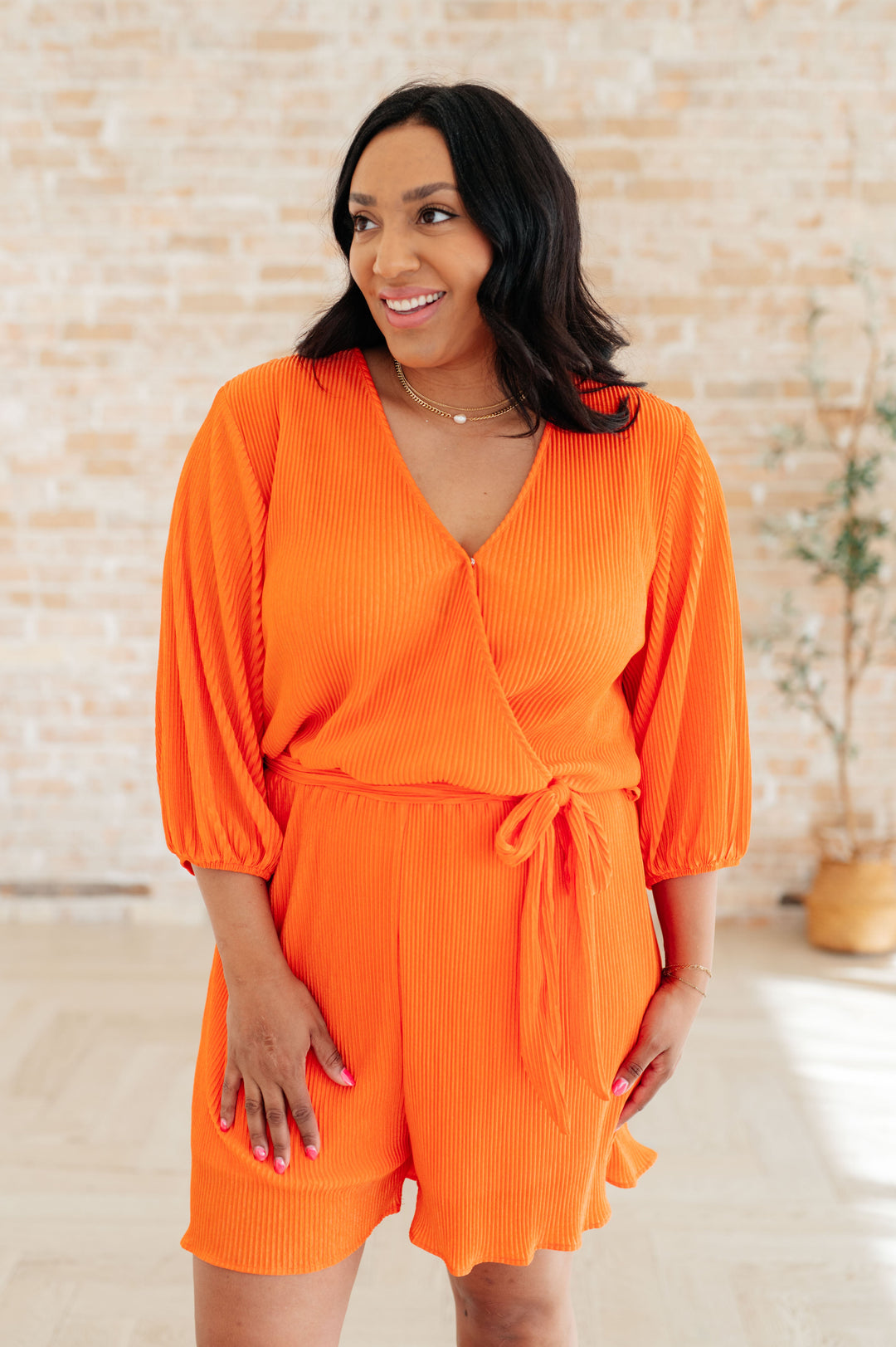 Roll With me Romper in Tangerine-Jumpsuits & Rompers-Ave Shops-[option4]-[option5]-[option6]-[option7]-[option8]-Shop-Boutique-Clothing-for-Women-Online