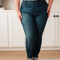 Judy Blue Rowena High Rise Pull On Double Cuff Slim Jeans-Denim-Ave Shops-[option4]-[option5]-[option6]-[option7]-[option8]-Shop-Boutique-Clothing-for-Women-Online