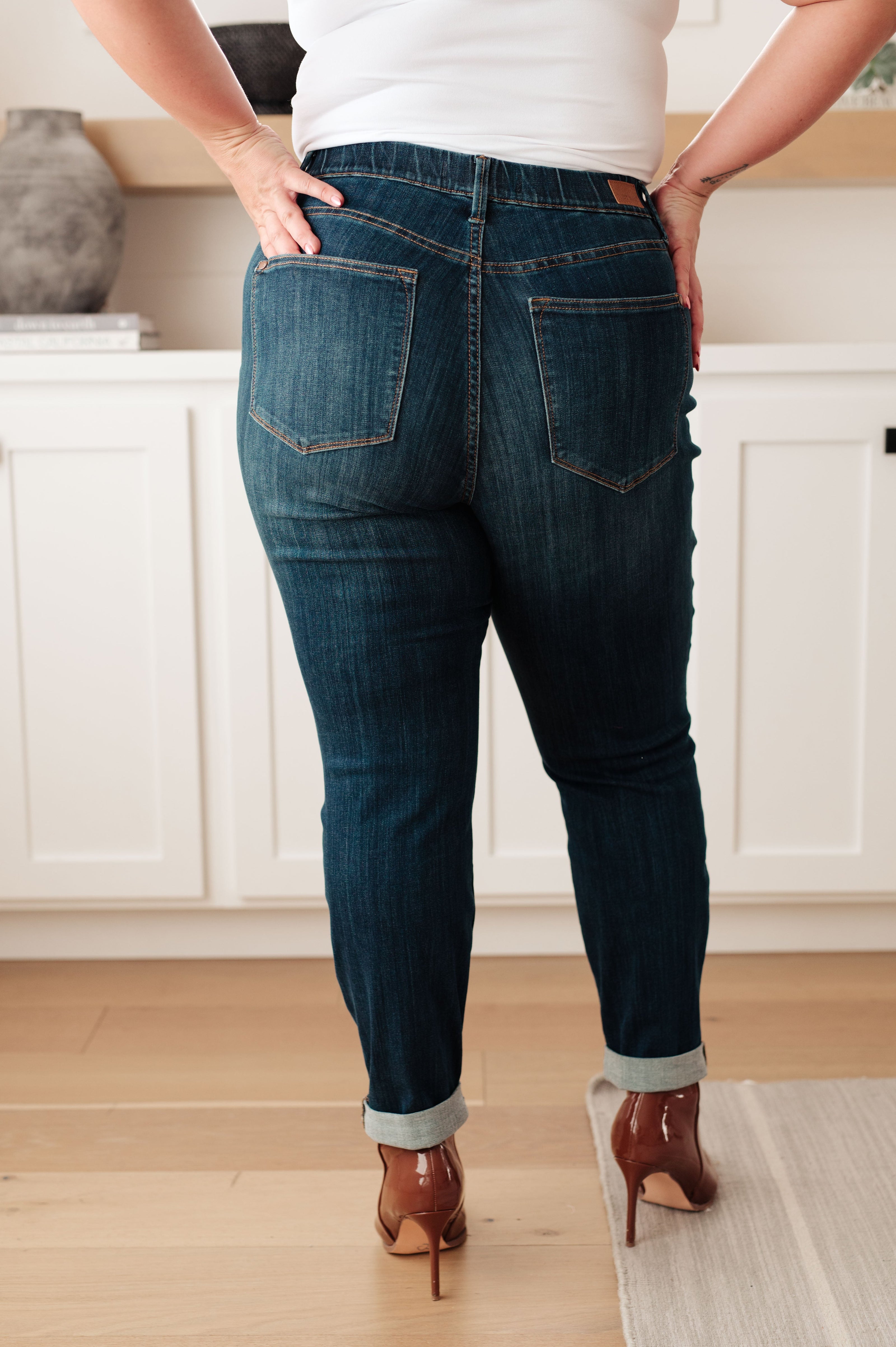 Judy Blue Rowena High Rise Pull On Double Cuff Slim Jeans-Denim-Ave Shops-[option4]-[option5]-[option6]-[option7]-[option8]-Shop-Boutique-Clothing-for-Women-Online
