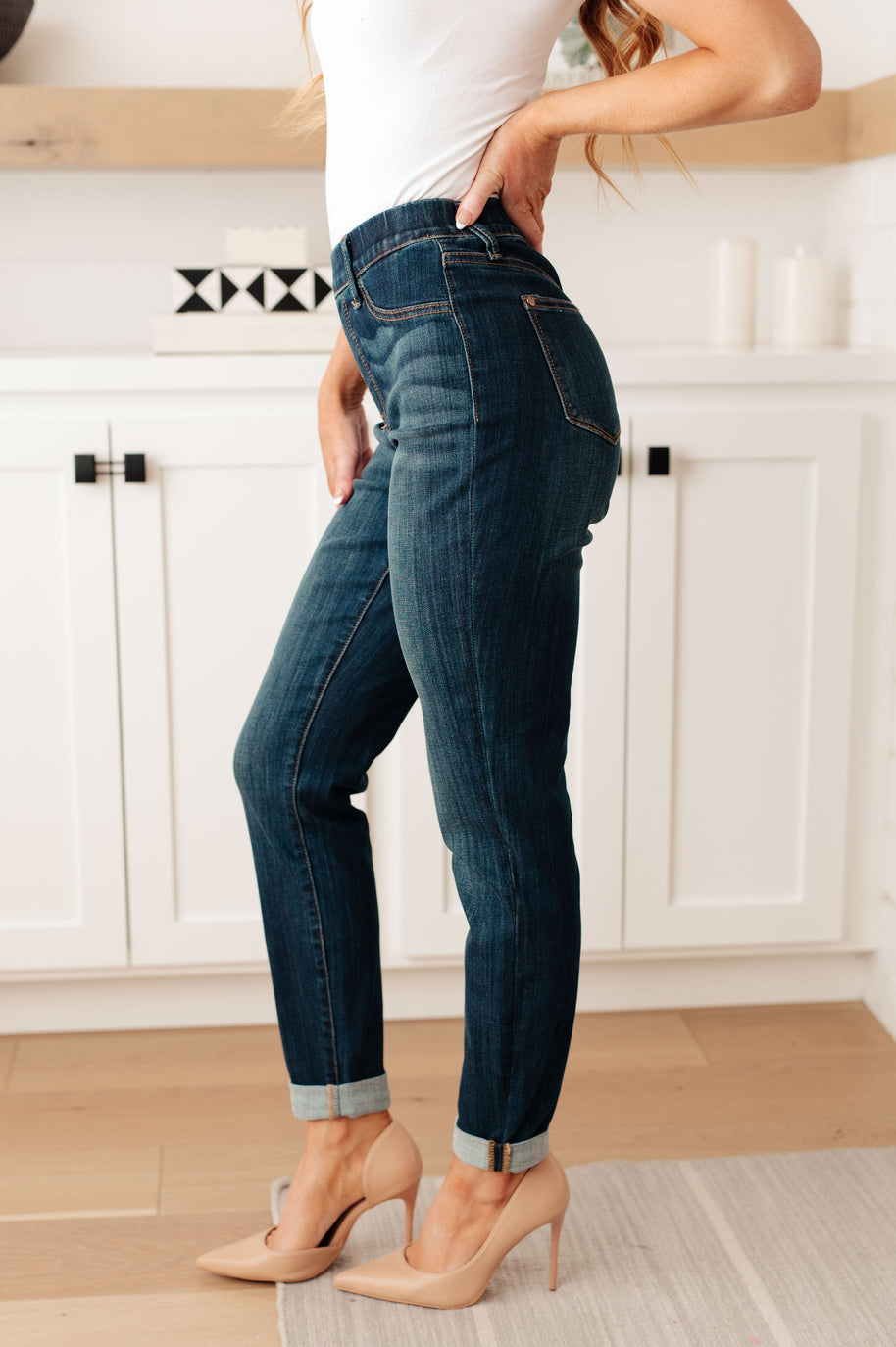 Judy Blue Rowena High Rise Pull On Double Cuff Slim Jeans-Denim-Ave Shops-[option4]-[option5]-[option6]-[option7]-[option8]-Shop-Boutique-Clothing-for-Women-Online