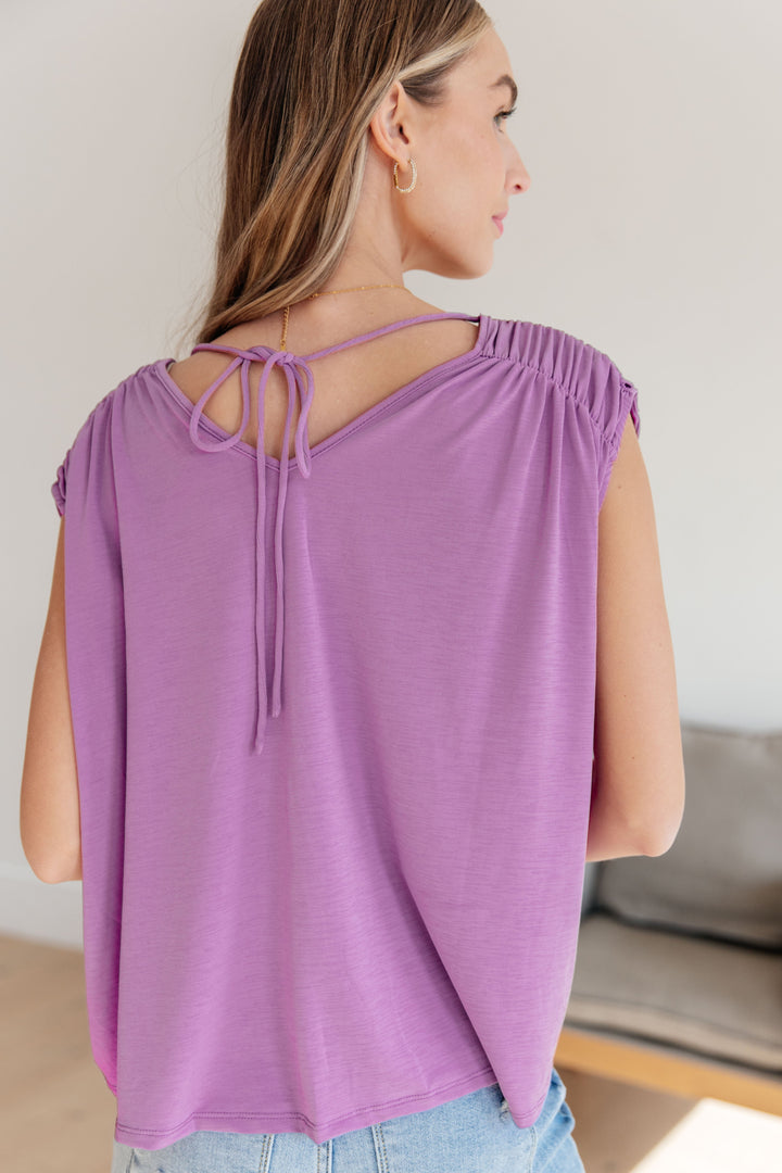 Ruched Cap Sleeve Top in Lavender-Womens-Ave Shops-[option4]-[option5]-[option6]-[option7]-[option8]-Shop-Boutique-Clothing-for-Women-Online