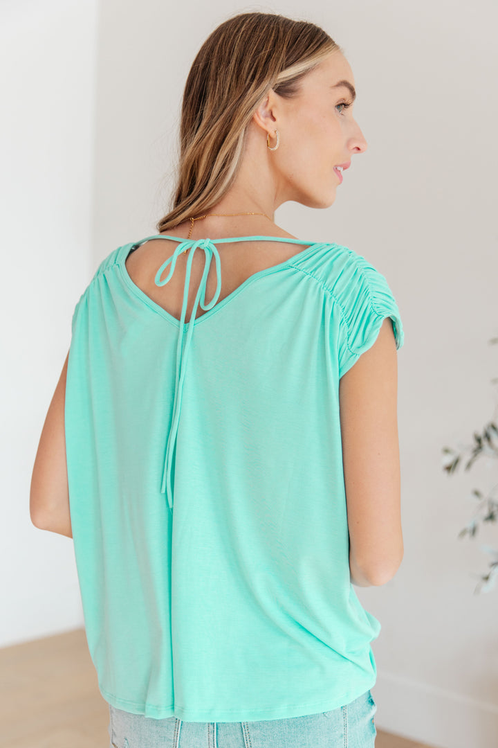 Ruched Cap Sleeve Top in Neon Blue-Womens-Ave Shops-[option4]-[option5]-[option6]-[option7]-[option8]-Shop-Boutique-Clothing-for-Women-Online