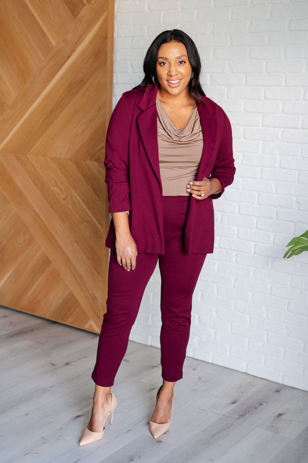 Magic 3/4 Blazer in Wine-Layers-Ave Shops-[option4]-[option5]-[option6]-[option7]-[option8]-Shop-Boutique-Clothing-for-Women-Online