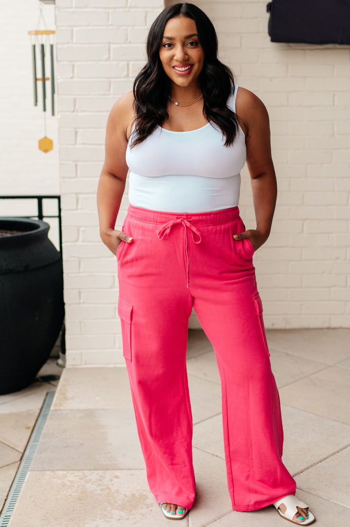 Rae Mode Run, Don't Walk Cargo Sweatpants in Flamingo Pink-Athleisure-Ave Shops-[option4]-[option5]-[option6]-[option7]-[option8]-Shop-Boutique-Clothing-for-Women-Online