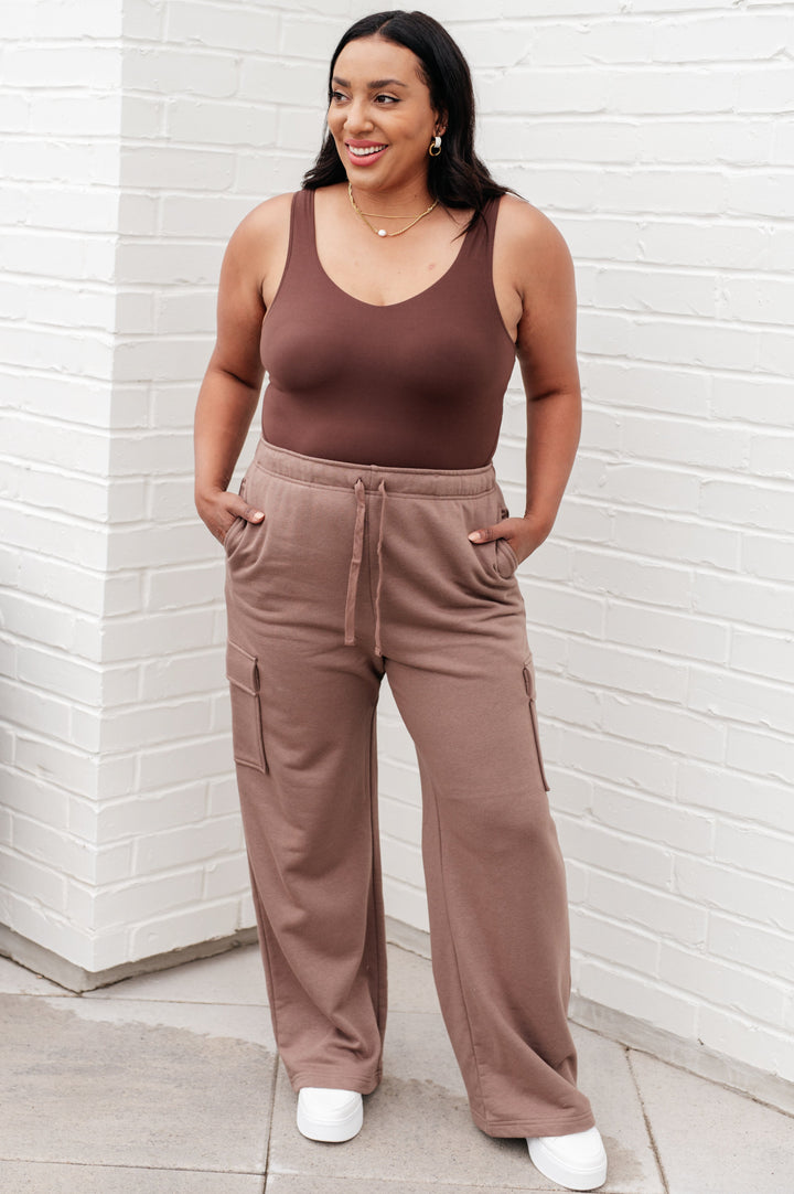 Rae Mode Run, Don't Walk Cargo Sweatpants in Smokey Brown-Athleisure-Ave Shops-[option4]-[option5]-[option6]-[option7]-[option8]-Shop-Boutique-Clothing-for-Women-Online