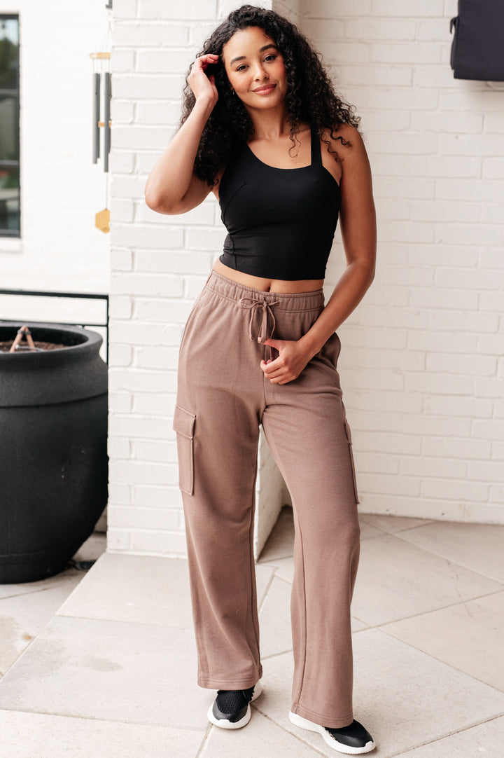 Rae Mode Run, Don't Walk Cargo Sweatpants in Smokey Brown-Athleisure-Ave Shops-[option4]-[option5]-[option6]-[option7]-[option8]-Shop-Boutique-Clothing-for-Women-Online