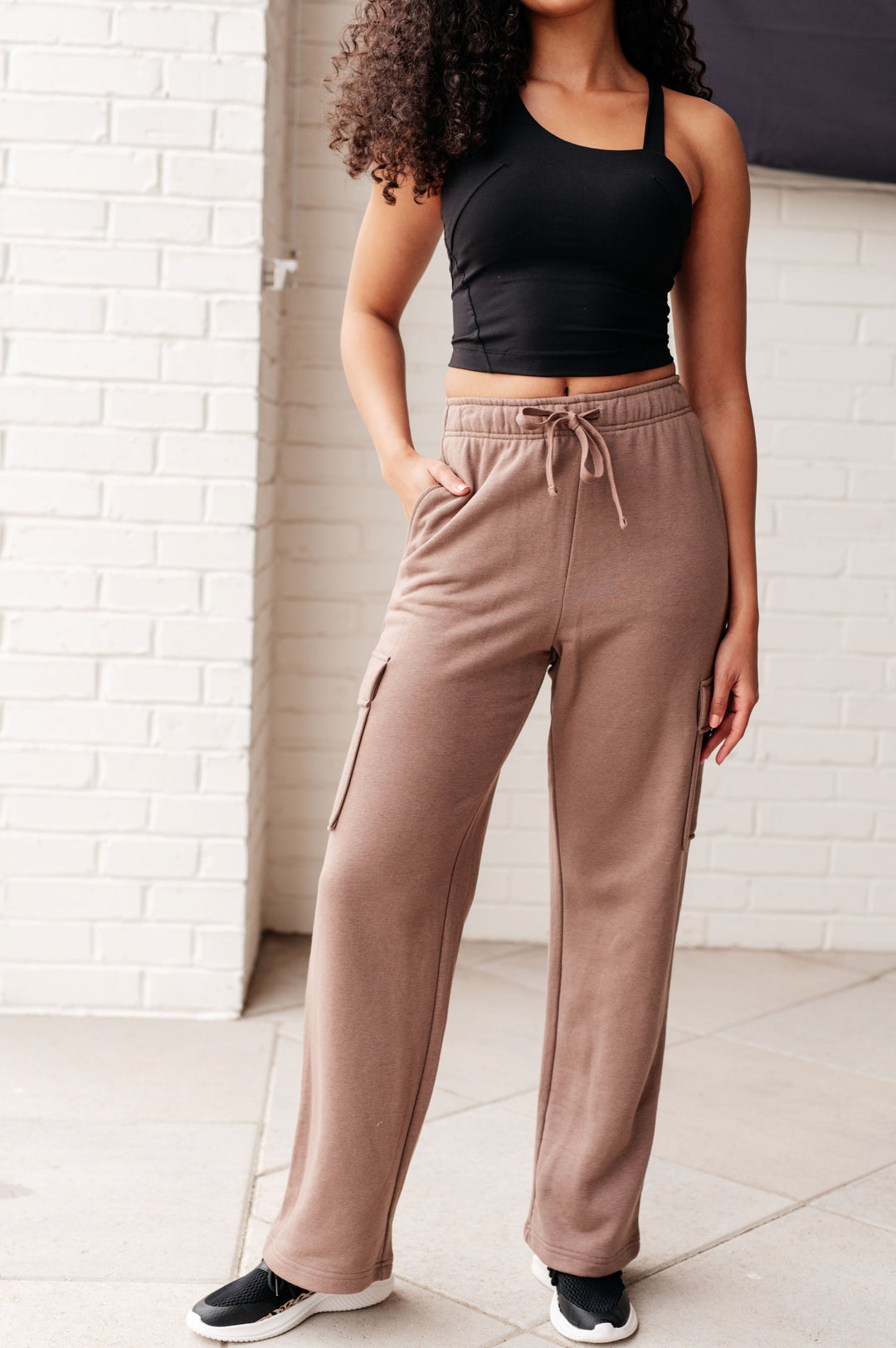 Rae Mode Run, Don't Walk Cargo Sweatpants in Smokey Brown-Athleisure-Ave Shops-[option4]-[option5]-[option6]-[option7]-[option8]-Shop-Boutique-Clothing-for-Women-Online