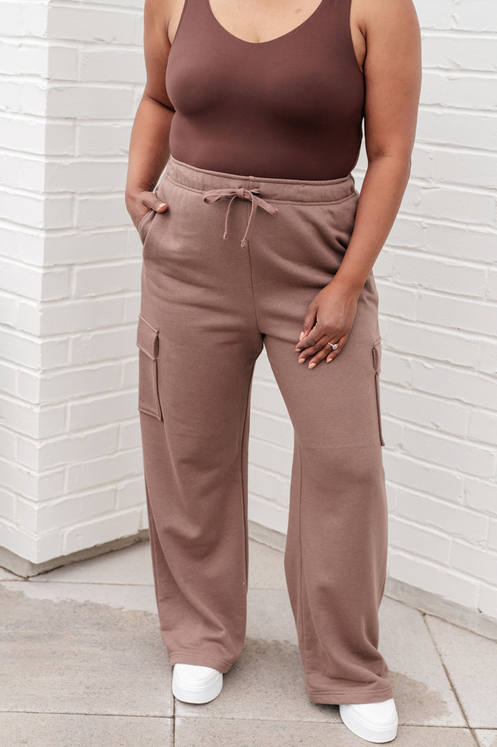 Rae Mode Run, Don't Walk Cargo Sweatpants in Smokey Brown-Athleisure-Ave Shops-[option4]-[option5]-[option6]-[option7]-[option8]-Shop-Boutique-Clothing-for-Women-Online