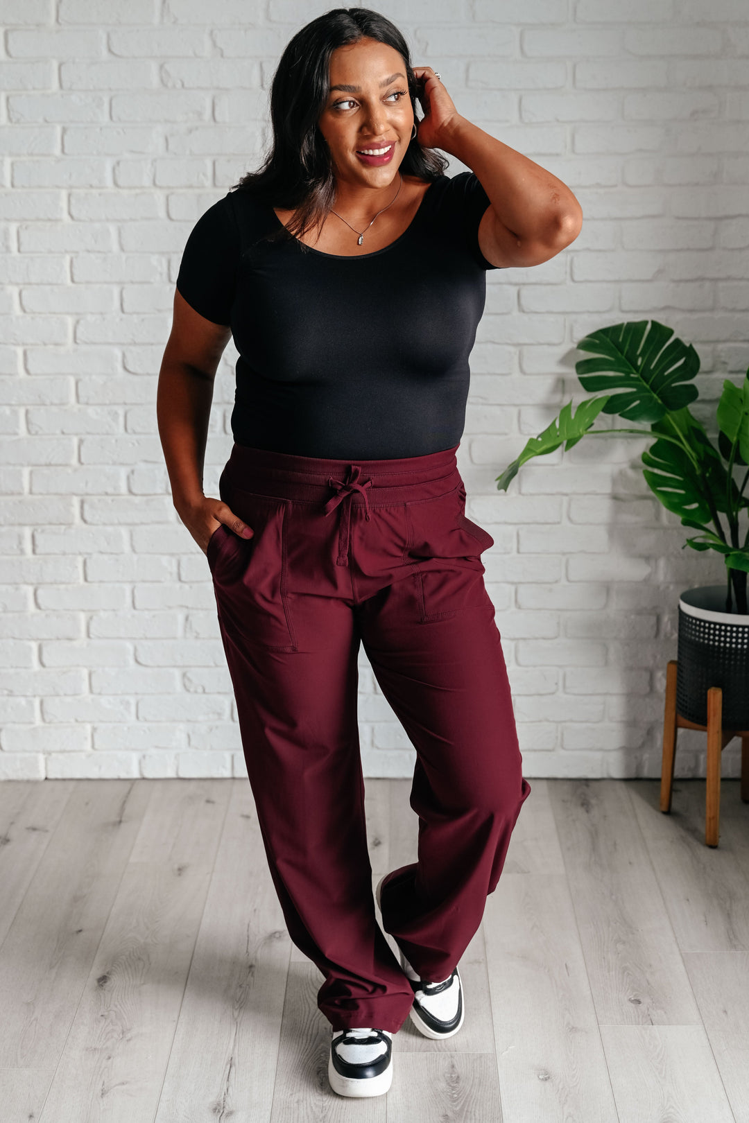 Rae Mode Runner's High Drawstring Joggers in Red Merlot-Athleisure-Ave Shops-[option4]-[option5]-[option6]-[option7]-[option8]-Shop-Boutique-Clothing-for-Women-Online