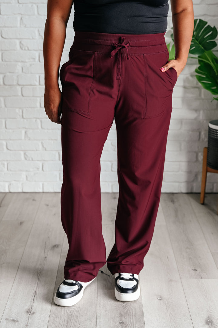 Rae Mode Runner's High Drawstring Joggers in Red Merlot-Athleisure-Ave Shops-[option4]-[option5]-[option6]-[option7]-[option8]-Shop-Boutique-Clothing-for-Women-Online