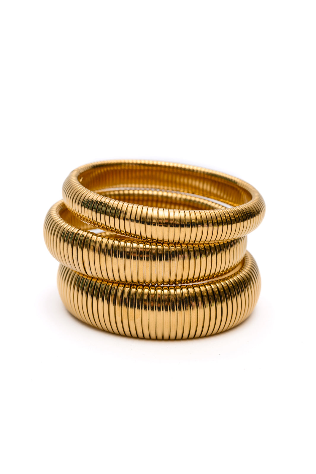 Sassy but Classy Ribbed Bangles in Gold Set of 3-Accessories-Ave Shops-OS-[option4]-[option5]-[option6]-[option7]-[option8]-Shop-Boutique-Clothing-for-Women-Online