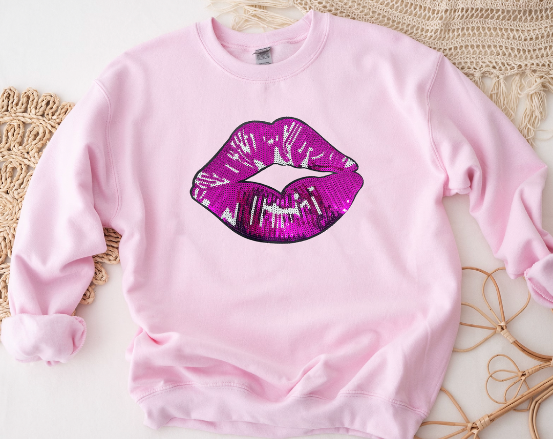 Sequins Patches LIPS 💋(LIGHT PINK)-Graphic Tee-Exclusive Thredz-[option4]-[option5]-[option6]-[option7]-[option8]-Shop-Boutique-Clothing-for-Women-Online