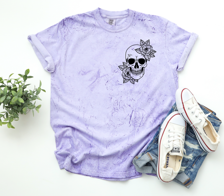 Flower Skull Oversized pocket tee-Graphic Tee-Exclusive Thredz-[option4]-[option5]-[option6]-[option7]-[option8]-Shop-Boutique-Clothing-for-Women-Online