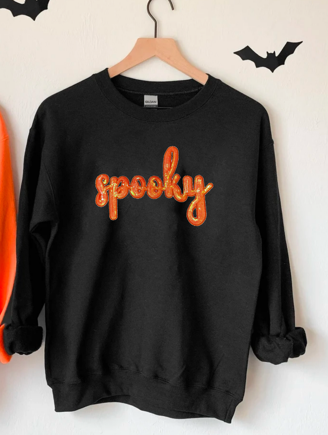 SPOOKY Sequins Patches BLACK SWEATSHIRT-Graphic Tee-Exclusive Thredz-[option4]-[option5]-[option6]-[option7]-[option8]-Shop-Boutique-Clothing-for-Women-Online