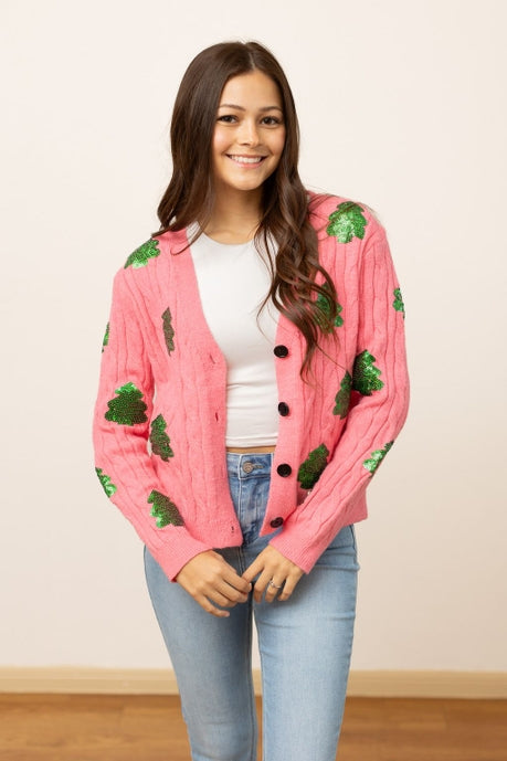 Sequin Trees Cardigan-Womens-Ave Shops-[option4]-[option5]-[option6]-[option7]-[option8]-Shop-Boutique-Clothing-for-Women-Online