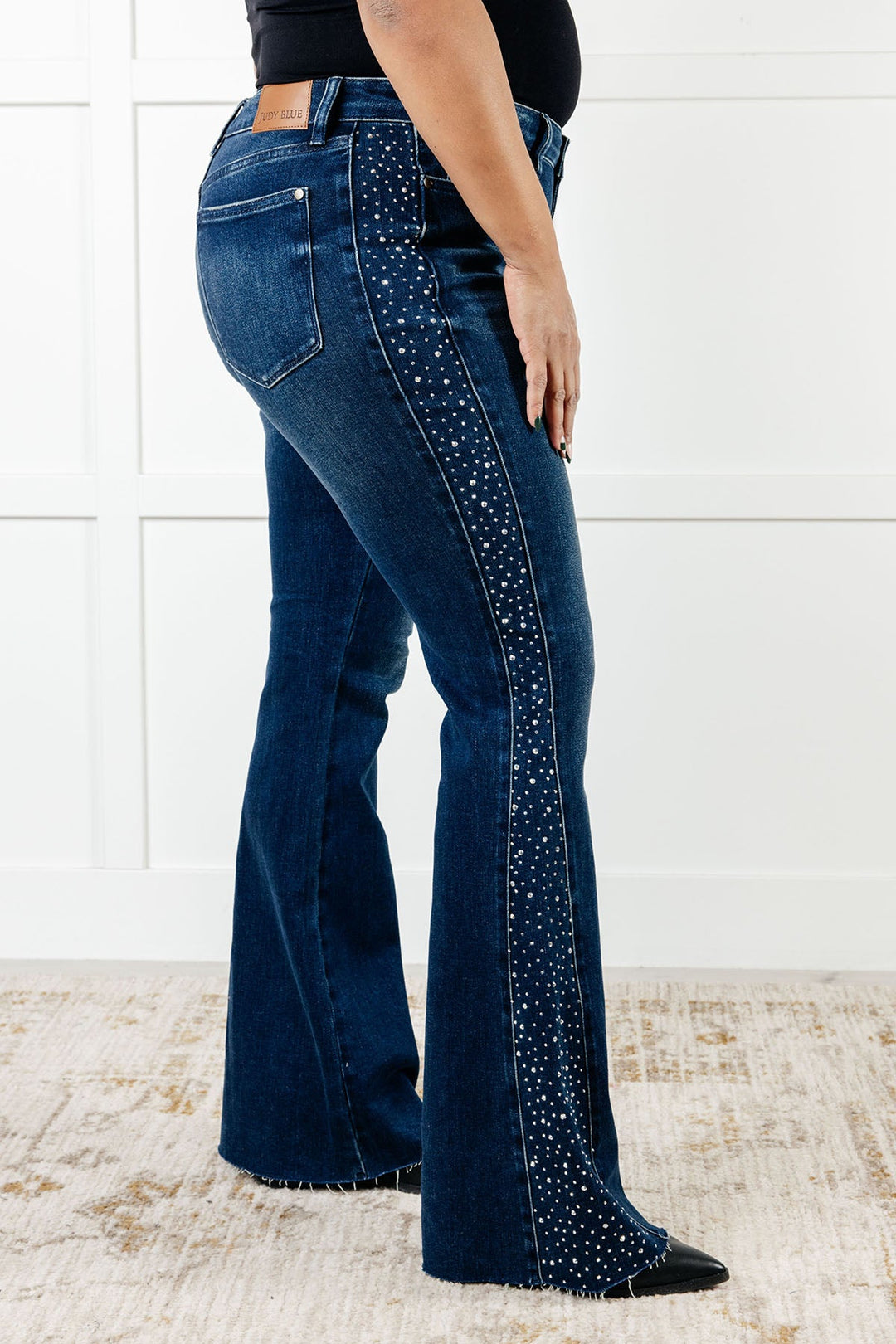 Judy Blue Shannon Mid Rise Rhinestone Detail Flare Jeans-Womens-Ave Shops-[option4]-[option5]-[option6]-[option7]-[option8]-Shop-Boutique-Clothing-for-Women-Online