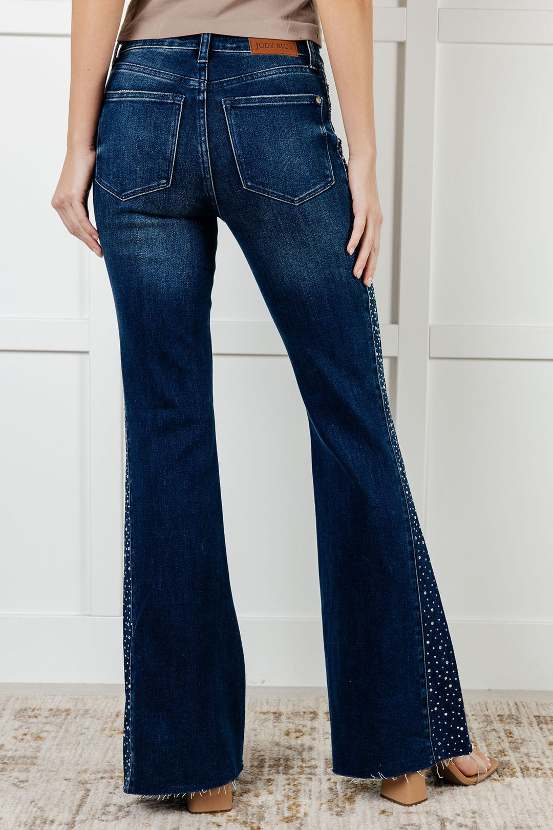 Judy Blue Shannon Mid Rise Rhinestone Detail Flare Jeans-Womens-Ave Shops-[option4]-[option5]-[option6]-[option7]-[option8]-Shop-Boutique-Clothing-for-Women-Online