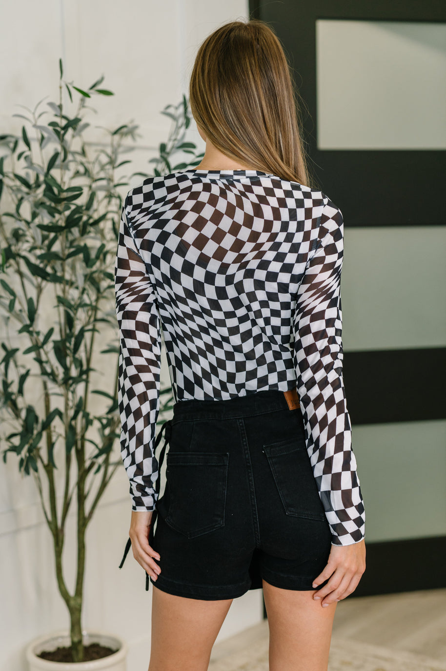 PREORDER: Sheer Long Sleeve Checkered Layering Top in Three Colors-Womens-Ave Shops-[option4]-[option5]-[option6]-[option7]-[option8]-Shop-Boutique-Clothing-for-Women-Online
