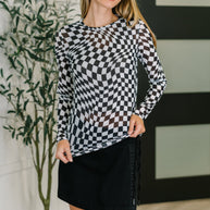 PREORDER: Sheer Long Sleeve Checkered Layering Top in Three Colors-Womens-Ave Shops-[option4]-[option5]-[option6]-[option7]-[option8]-Shop-Boutique-Clothing-for-Women-Online