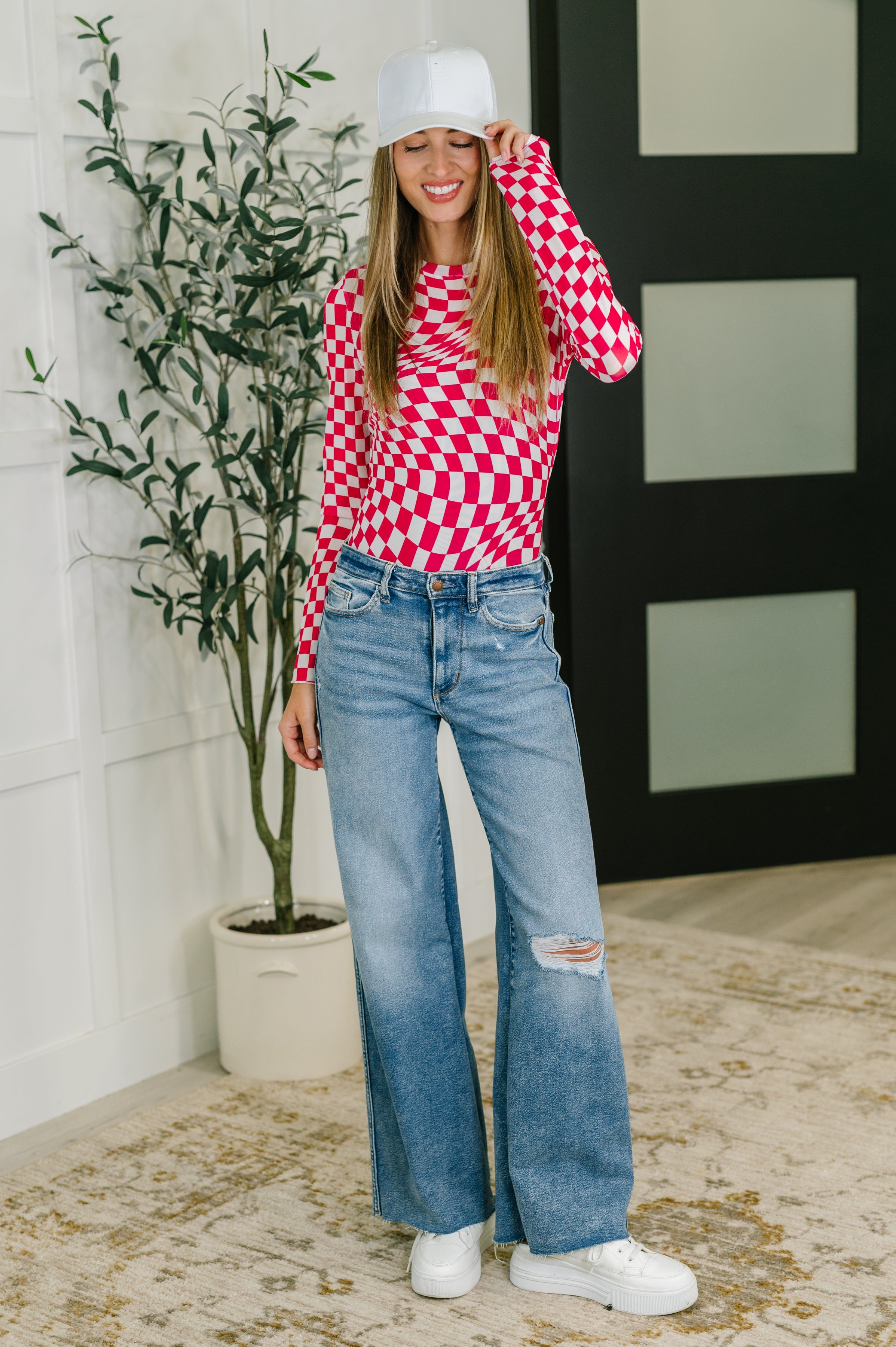 PREORDER: Sheer Long Sleeve Checkered Layering Top in Three Colors-Womens-Ave Shops-[option4]-[option5]-[option6]-[option7]-[option8]-Shop-Boutique-Clothing-for-Women-Online