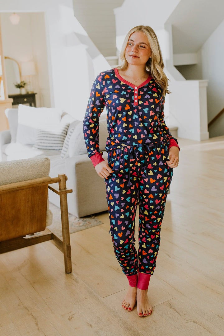 Shirley & Stone Long Sleeve Valentine Jogger Pajama Set - Colorful Heart-In Stock Shirley&amp;Stone-Shirley & Stone-[option4]-[option5]-[option6]-[option7]-[option8]-Shop-Boutique-Clothing-for-Women-Online