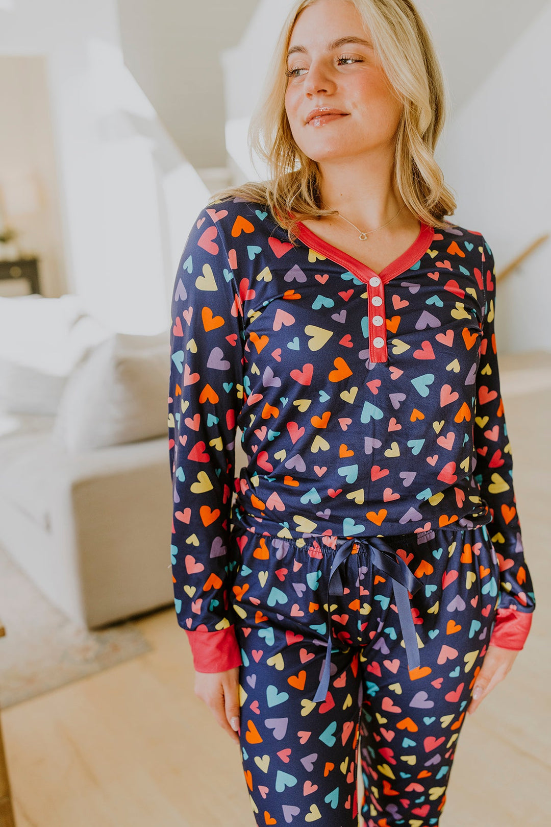 Shirley & Stone Long Sleeve Valentine Jogger Pajama Set - Disco Cherry-In Stock Shirley&amp;Stone-Shirley & Stone-[option4]-[option5]-[option6]-[option7]-[option8]-Shop-Boutique-Clothing-for-Women-Online