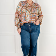 Show and Tell Mixed Print Peasant Blouse-Blouses-Ave Shops-[option4]-[option5]-[option6]-[option7]-[option8]-Shop-Boutique-Clothing-for-Women-Online