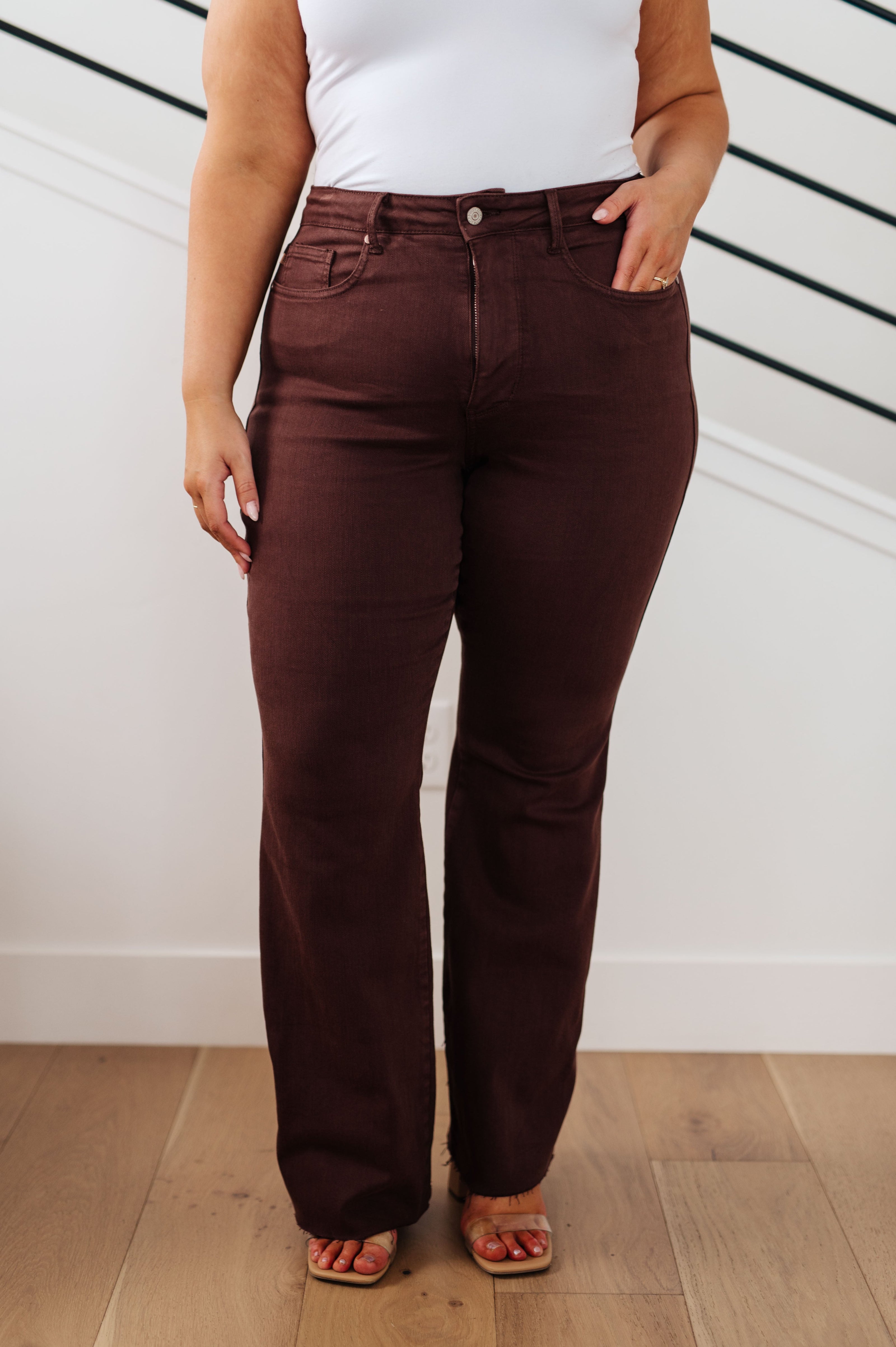 Judy Blue Sienna High Rise Control Top Flare Jeans in Espresso-Denim-Ave Shops-[option4]-[option5]-[option6]-[option7]-[option8]-Shop-Boutique-Clothing-for-Women-Online