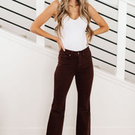 Judy Blue Sienna High Rise Control Top Flare Jeans in Espresso-Denim-Ave Shops-[option4]-[option5]-[option6]-[option7]-[option8]-Shop-Boutique-Clothing-for-Women-Online