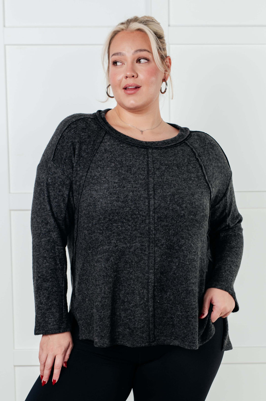 Zenana Simple Silhouette Brushed Hacci Sweater in Black-Tops-Ave Shops-[option4]-[option5]-[option6]-[option7]-[option8]-Shop-Boutique-Clothing-for-Women-Online