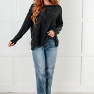 Zenana Simple Silhouette Brushed Hacci Sweater in Black-Tops-Ave Shops-[option4]-[option5]-[option6]-[option7]-[option8]-Shop-Boutique-Clothing-for-Women-Online