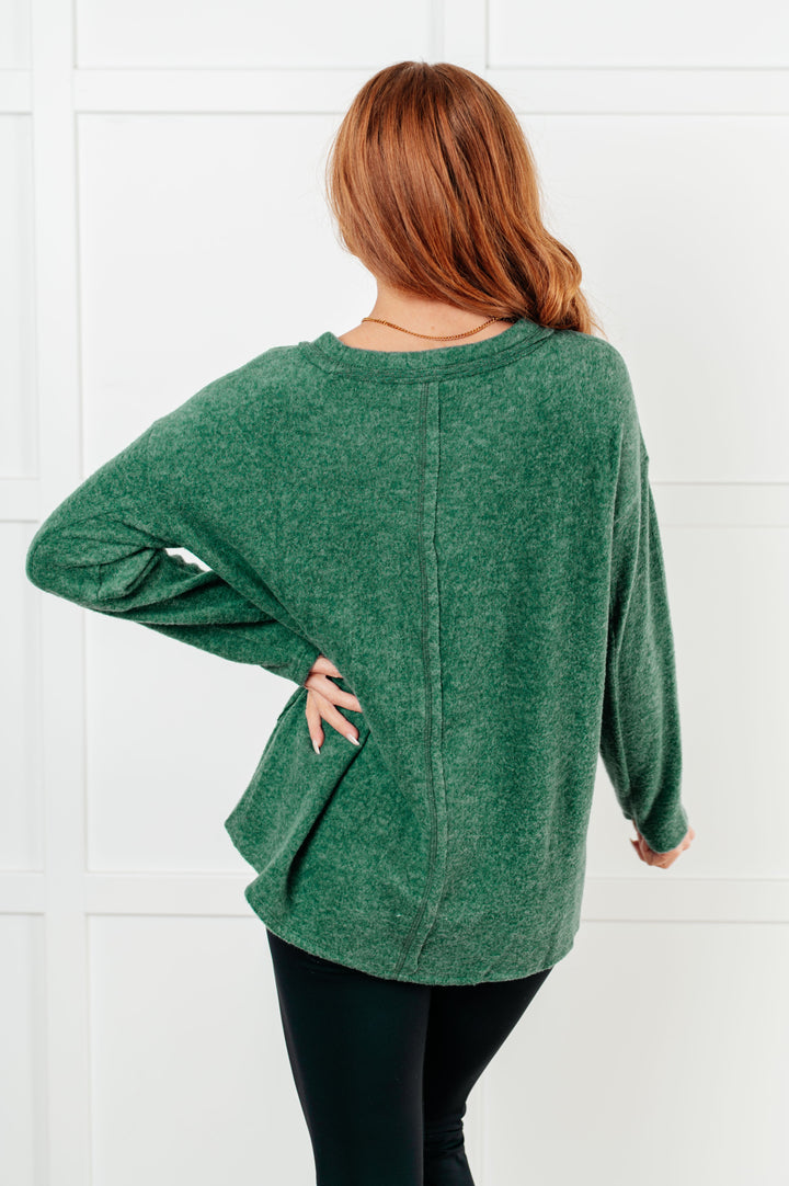 Zenana Simple Silhouette Brushed Hacci Sweater in Dark Green-Tops-Ave Shops-[option4]-[option5]-[option6]-[option7]-[option8]-Shop-Boutique-Clothing-for-Women-Online