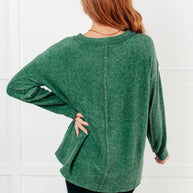 Zenana Simple Silhouette Brushed Hacci Sweater in Dark Green-Tops-Ave Shops-[option4]-[option5]-[option6]-[option7]-[option8]-Shop-Boutique-Clothing-for-Women-Online