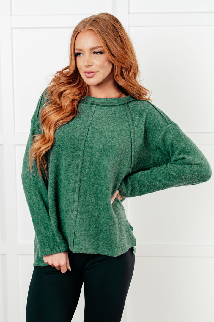 Zenana Simple Silhouette Brushed Hacci Sweater in Dark Green-Tops-Ave Shops-[option4]-[option5]-[option6]-[option7]-[option8]-Shop-Boutique-Clothing-for-Women-Online