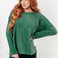 Zenana Simple Silhouette Brushed Hacci Sweater in Dark Green-Tops-Ave Shops-[option4]-[option5]-[option6]-[option7]-[option8]-Shop-Boutique-Clothing-for-Women-Online