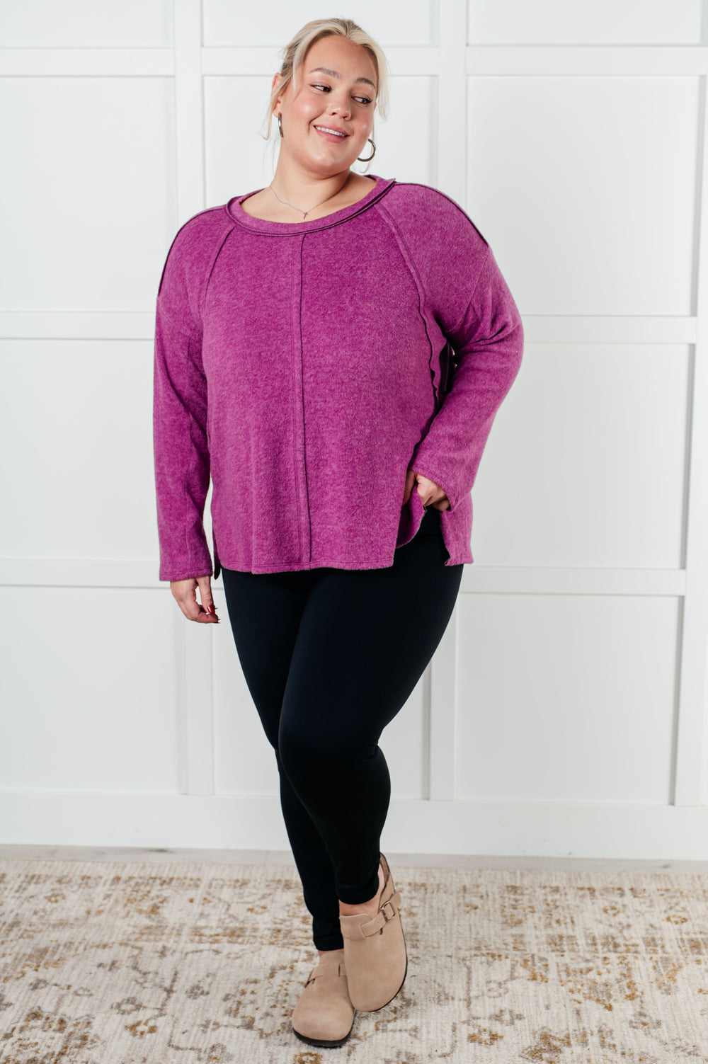 Zenana Simple Silhouette Brushed Hacci Sweater in Light Plum-Tops-Ave Shops-[option4]-[option5]-[option6]-[option7]-[option8]-Shop-Boutique-Clothing-for-Women-Online