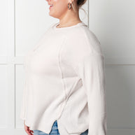 Zenana Simple Silhouette Brushed Hacci Sweater in Sand Beige-Tops-Ave Shops-[option4]-[option5]-[option6]-[option7]-[option8]-Shop-Boutique-Clothing-for-Women-Online