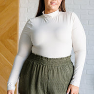 Simple Situation Mock Neck Bodysuit in White Pearl-Bodysuits-Ave Shops-[option4]-[option5]-[option6]-[option7]-[option8]-Shop-Boutique-Clothing-for-Women-Online