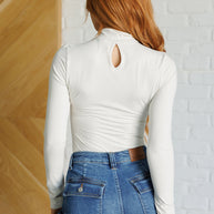 Simple Situation Mock Neck Bodysuit in White Pearl-Bodysuits-Ave Shops-[option4]-[option5]-[option6]-[option7]-[option8]-Shop-Boutique-Clothing-for-Women-Online