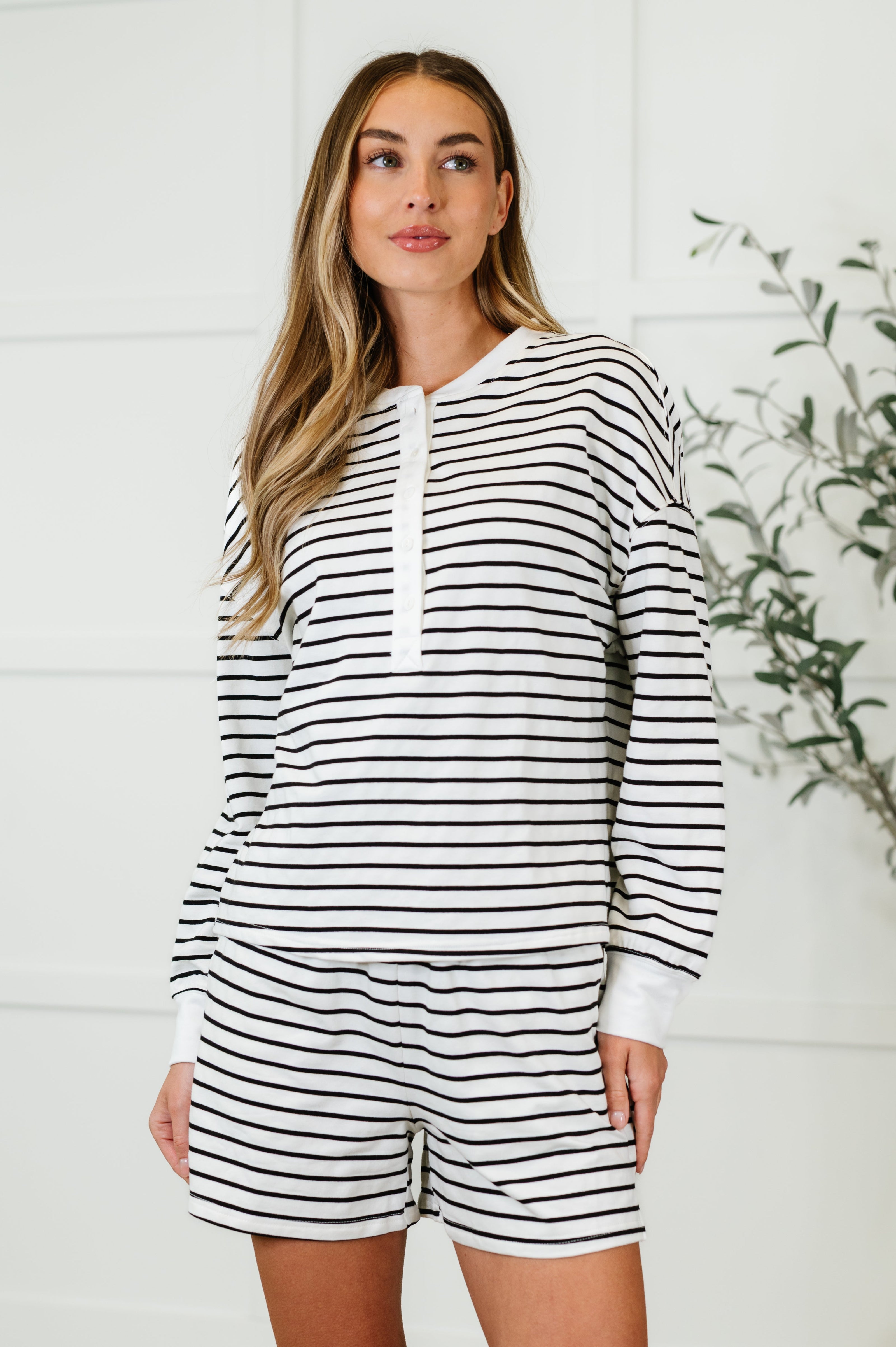 Situationally Sound Striped Long Sleeve Top and Shorts Set-Womens-Ave Shops-[option4]-[option5]-[option6]-[option7]-[option8]-Shop-Boutique-Clothing-for-Women-Online