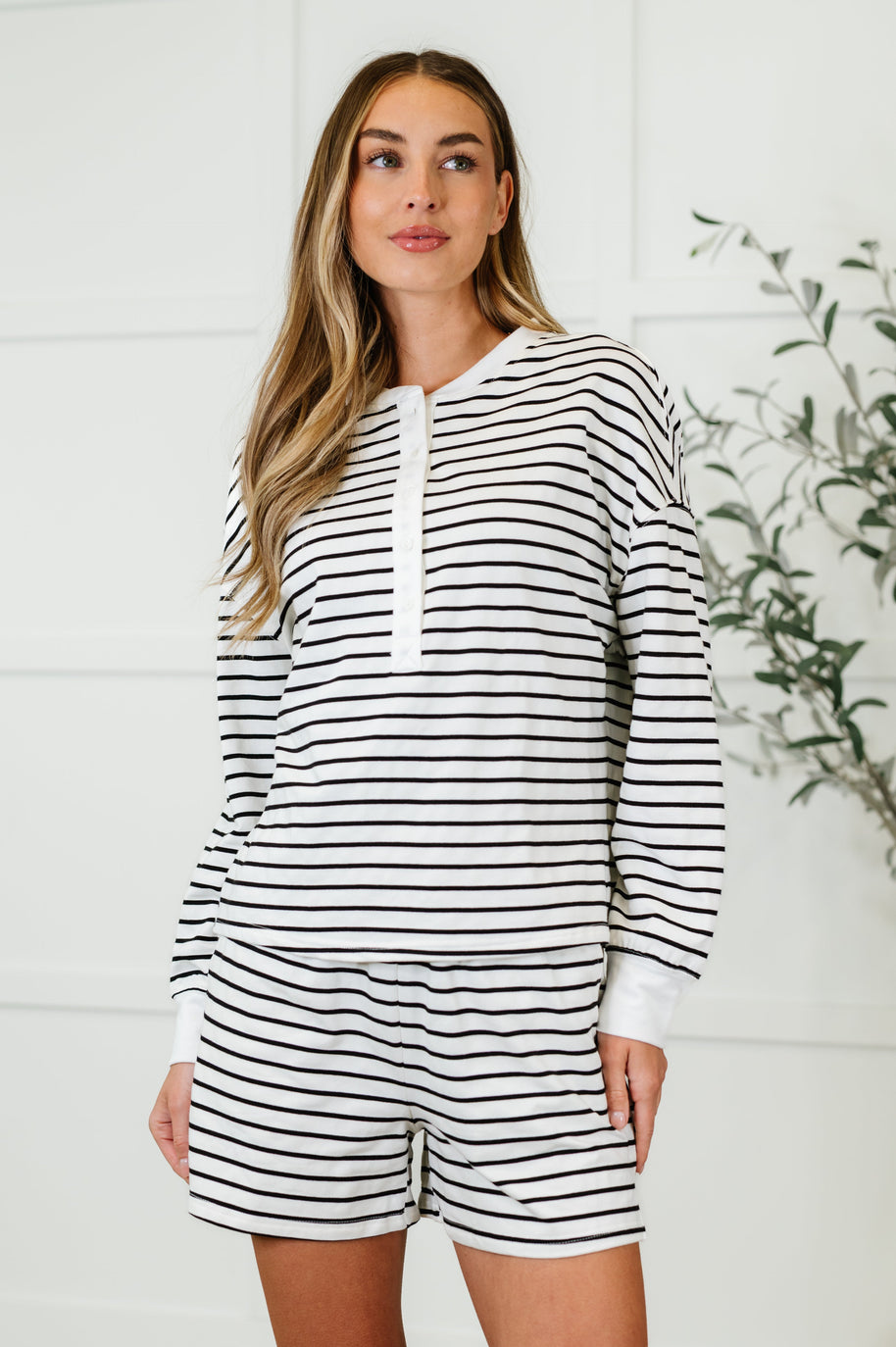 Situationally Sound Striped Long Sleeve Top and Shorts Set-Womens-Ave Shops-[option4]-[option5]-[option6]-[option7]-[option8]-Shop-Boutique-Clothing-for-Women-Online