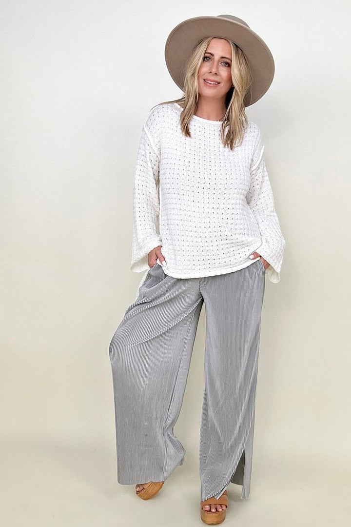Petal Dew Satin Plisse Palazzo Pants with Pockets-Pants-Kiwidrop-[option4]-[option5]-[option6]-[option7]-[option8]-Shop-Boutique-Clothing-for-Women-Online