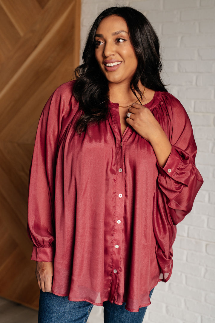 Smiles and Pouts Bat Sleeve Button Down-Blouses-Ave Shops-[option4]-[option5]-[option6]-[option7]-[option8]-Shop-Boutique-Clothing-for-Women-Online