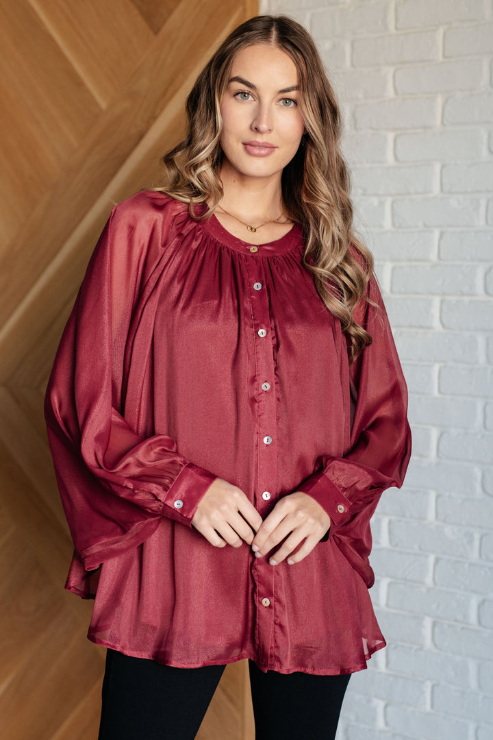 Smiles and Pouts Bat Sleeve Button Down-Blouses-Ave Shops-[option4]-[option5]-[option6]-[option7]-[option8]-Shop-Boutique-Clothing-for-Women-Online