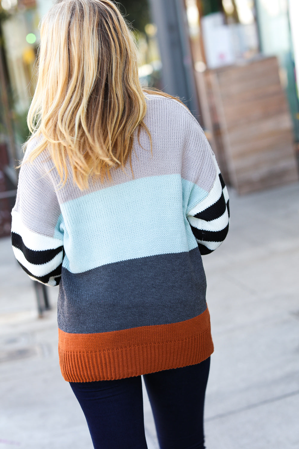 Haptics Mint Multicolor Stripe Bubble Sleeve Oversize Sweater-Haptics-[option4]-[option5]-[option6]-[option7]-[option8]-Shop-Boutique-Clothing-for-Women-Online