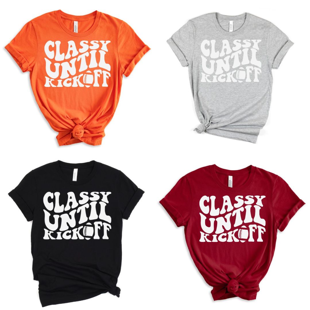 Classy Until Kickoff Graphic Tee in 10 Colors-Womens-Ave Shops-[option4]-[option5]-[option6]-[option7]-[option8]-Shop-Boutique-Clothing-for-Women-Online