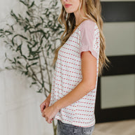 Stitched with Love V-Neck Top in Ivory and Red-Womens-Ave Shops-[option4]-[option5]-[option6]-[option7]-[option8]-Shop-Boutique-Clothing-for-Women-Online